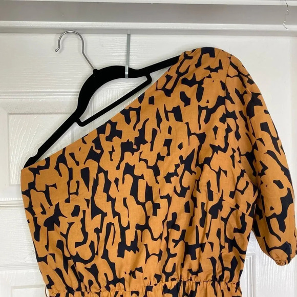 KARINA GRIMALDI Antonella Print Mini Dress Corteza One Shoulder Size Medium - Picture 5 of 8